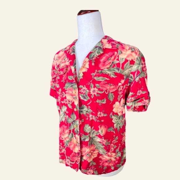 Vintage Lauren Ralph Lauren Petite Hawaiian Styled button down shirt//MP//90s - Picture 2 of 10